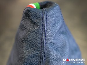 FIAT 500 Gear Shift Boot - Blue Leather w/ Italian Stripes